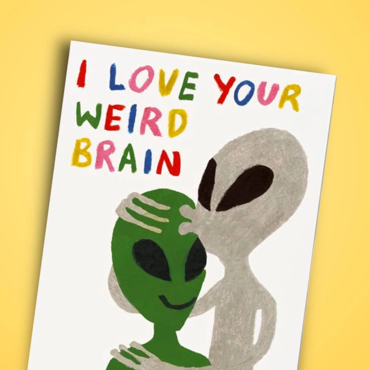 Weird Brain Alien Love Greeting Card
