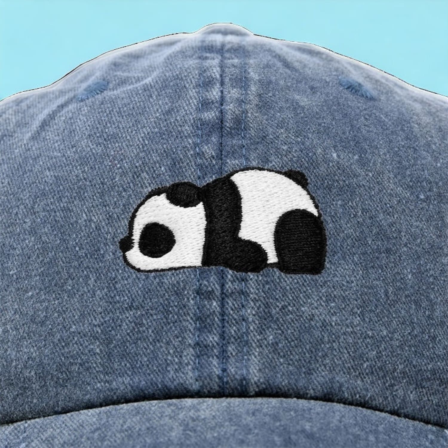 Baby Panda Dad Hat - Washed Denim - Image 2
