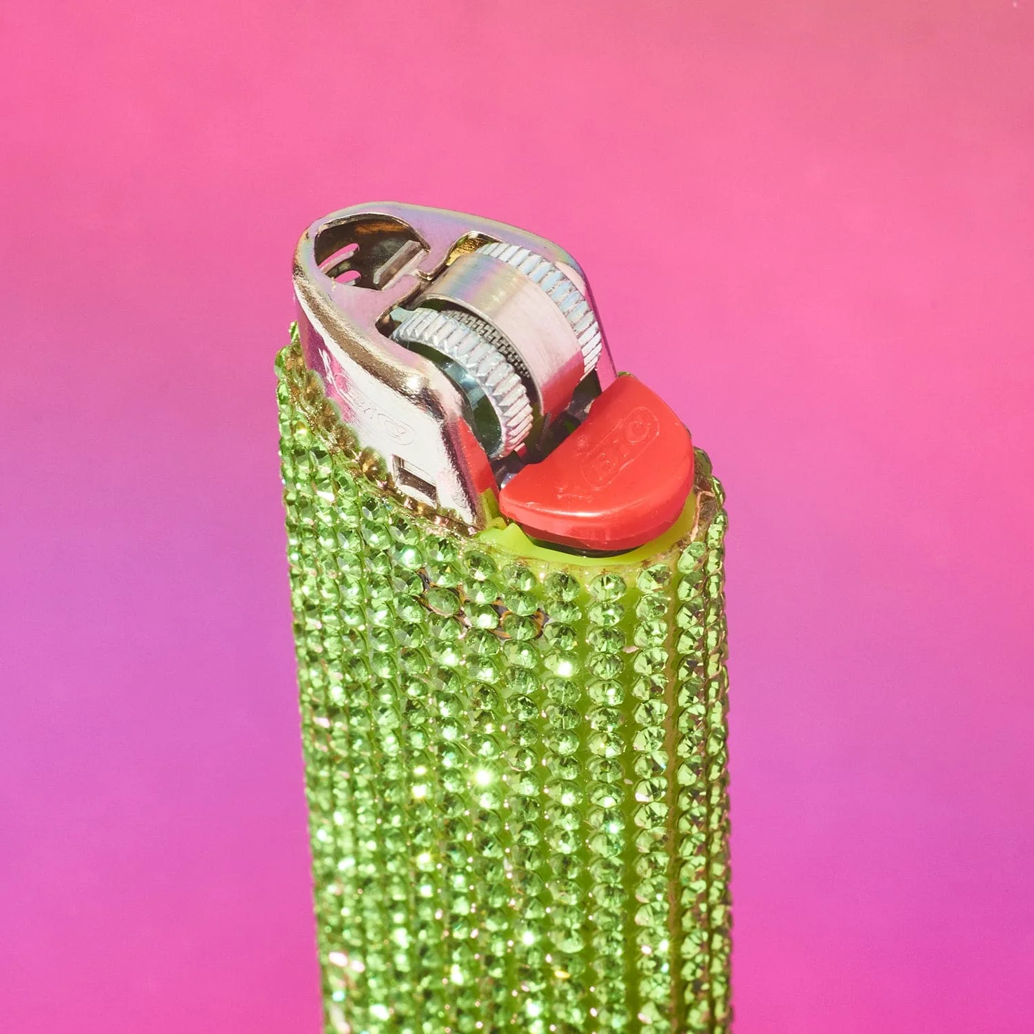 Bling Rhinestone Lighter - Green - Image 2