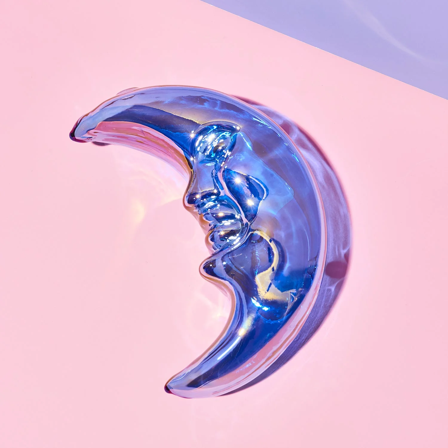 Crescent Moon Hand Pipe Blue - Image 3