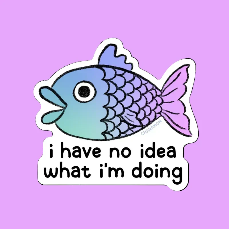 Clueless Fish Die Cut Holographic Sticker