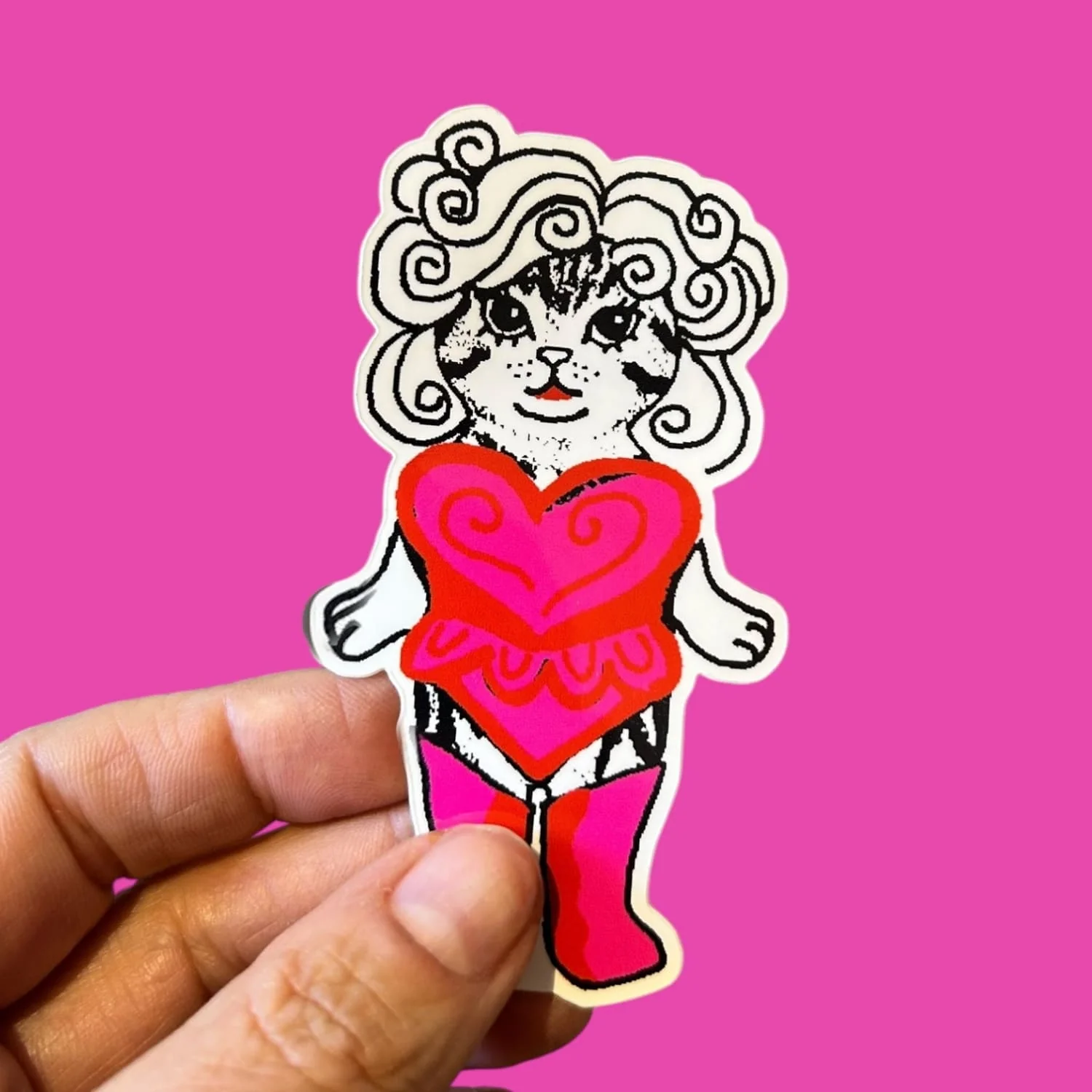 Friends NYC Drag Queen Cat Sticker - Image 3
