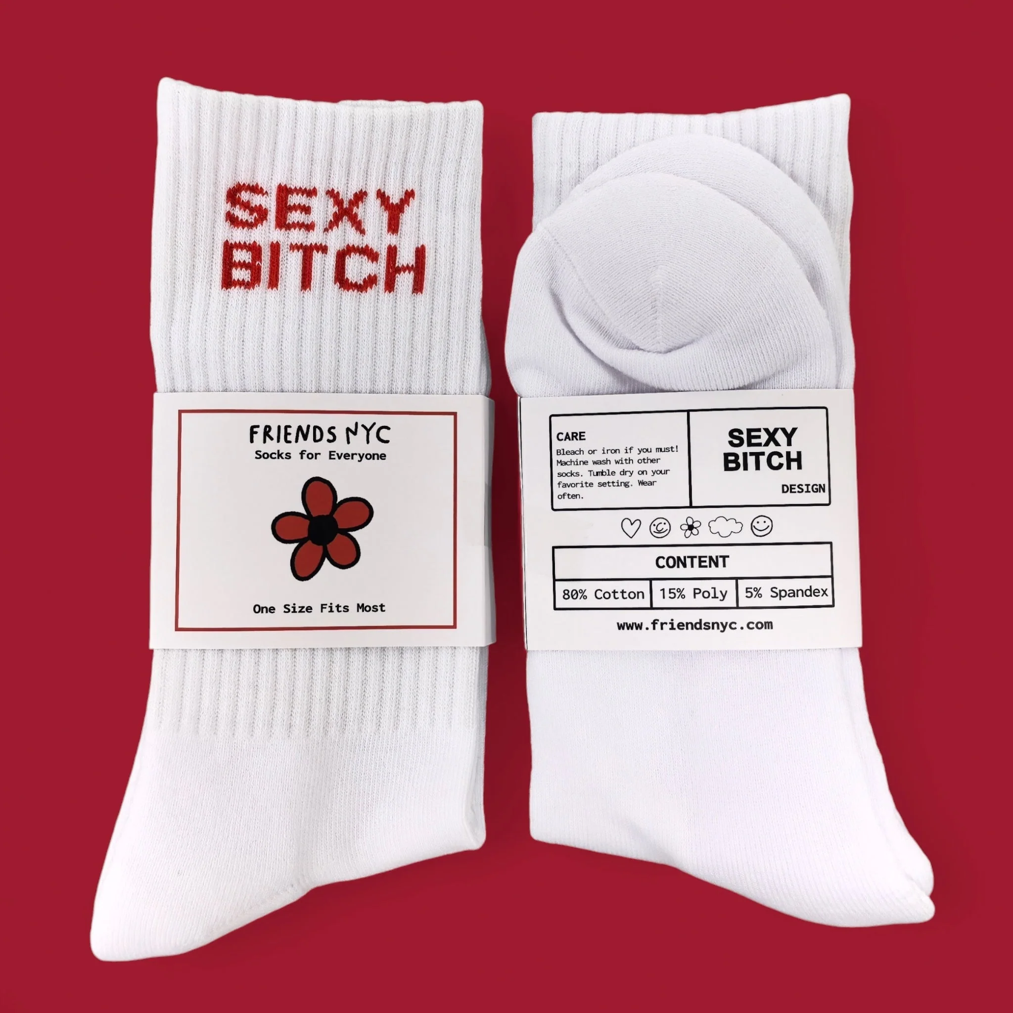 Friends NYC Red Sexy Bitch Tube Socks - Unisex - Image 6