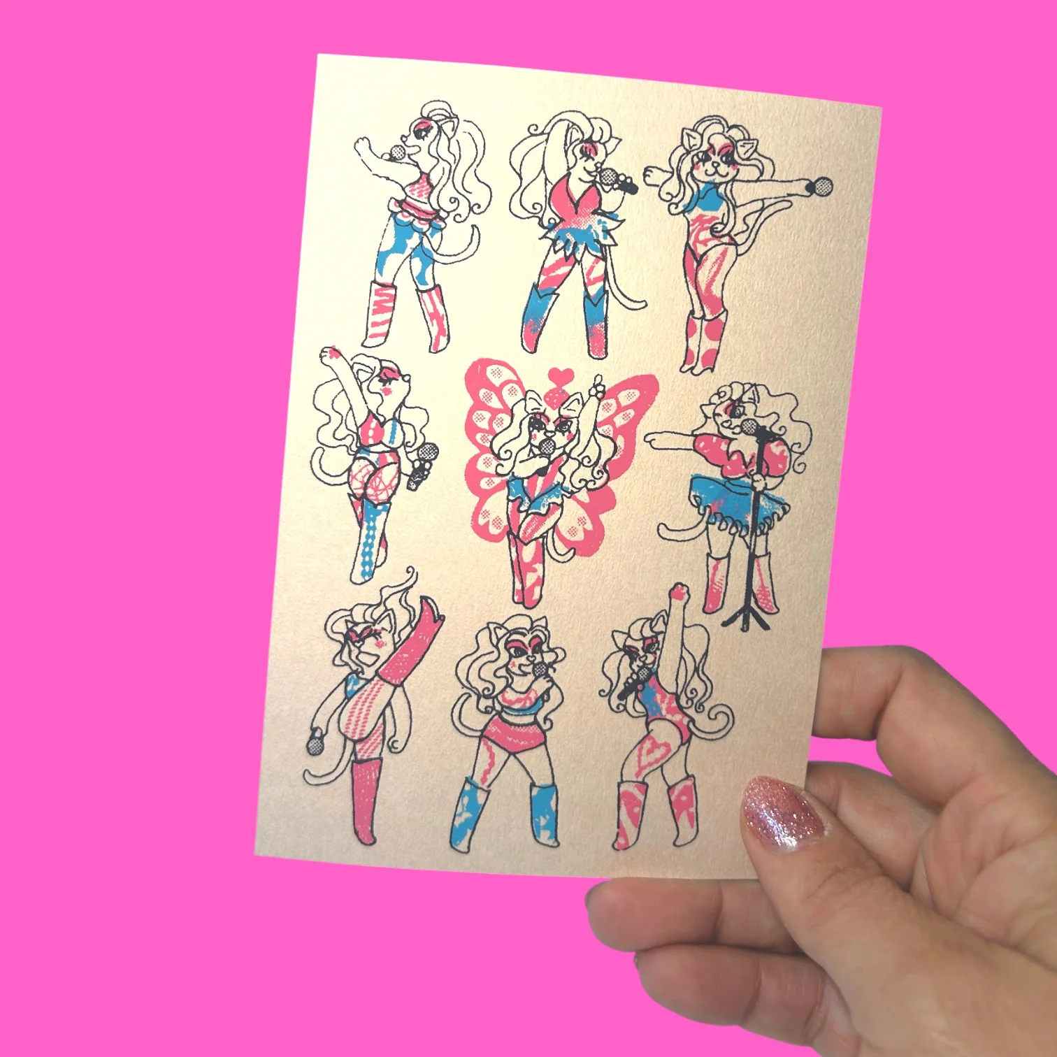 Hand Silkscreen Postcard - Chappell Cat - Image 5