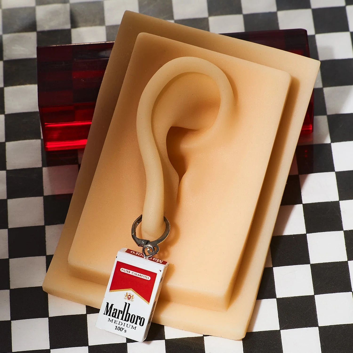 Mini Marlboro Cigarette Huggie Drop Earrings - Image 4