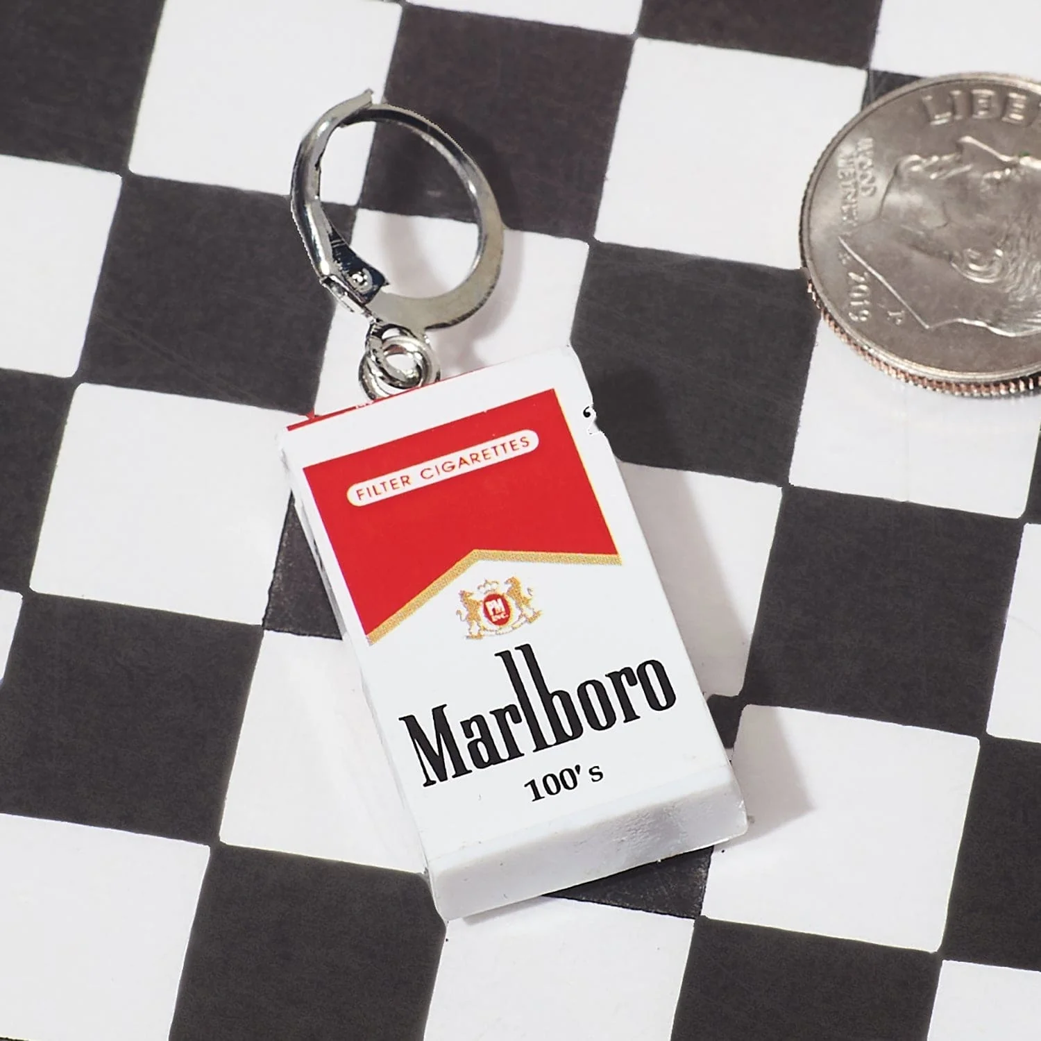 Mini Marlboro Cigarette Huggie Drop Earrings - Image 6