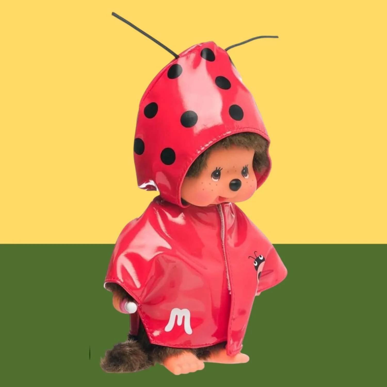 Monchhichi Doll in Ladybug Raincoat