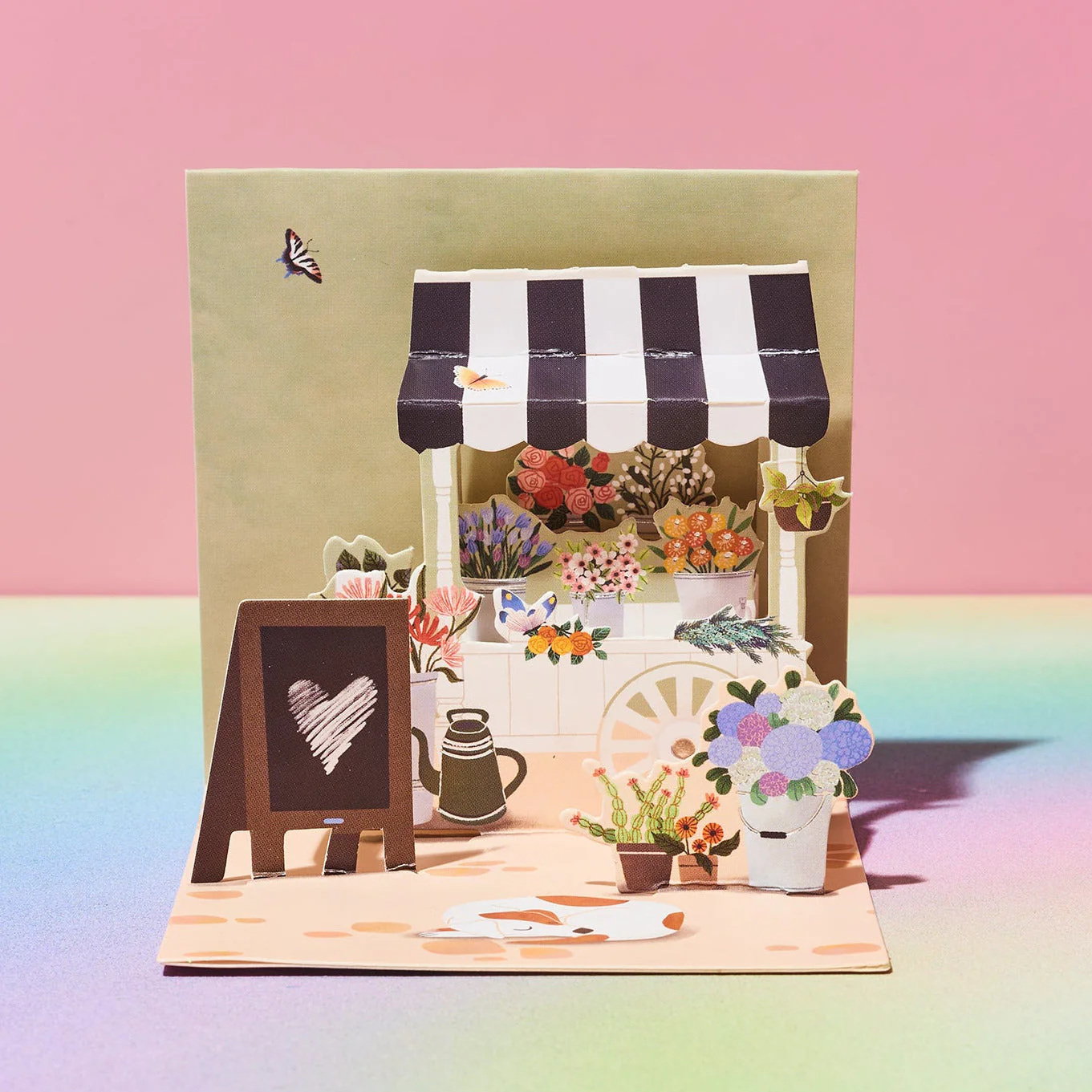 Pop Up Mini Greeting Card - Flower Cart
