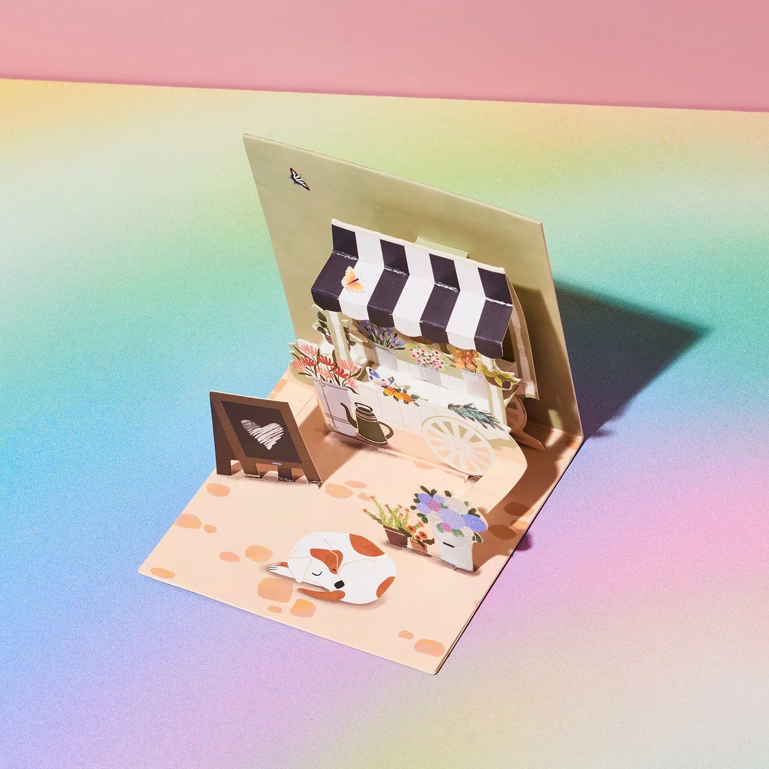 Pop Up Mini Greeting Card - Flower Cart - Image 3