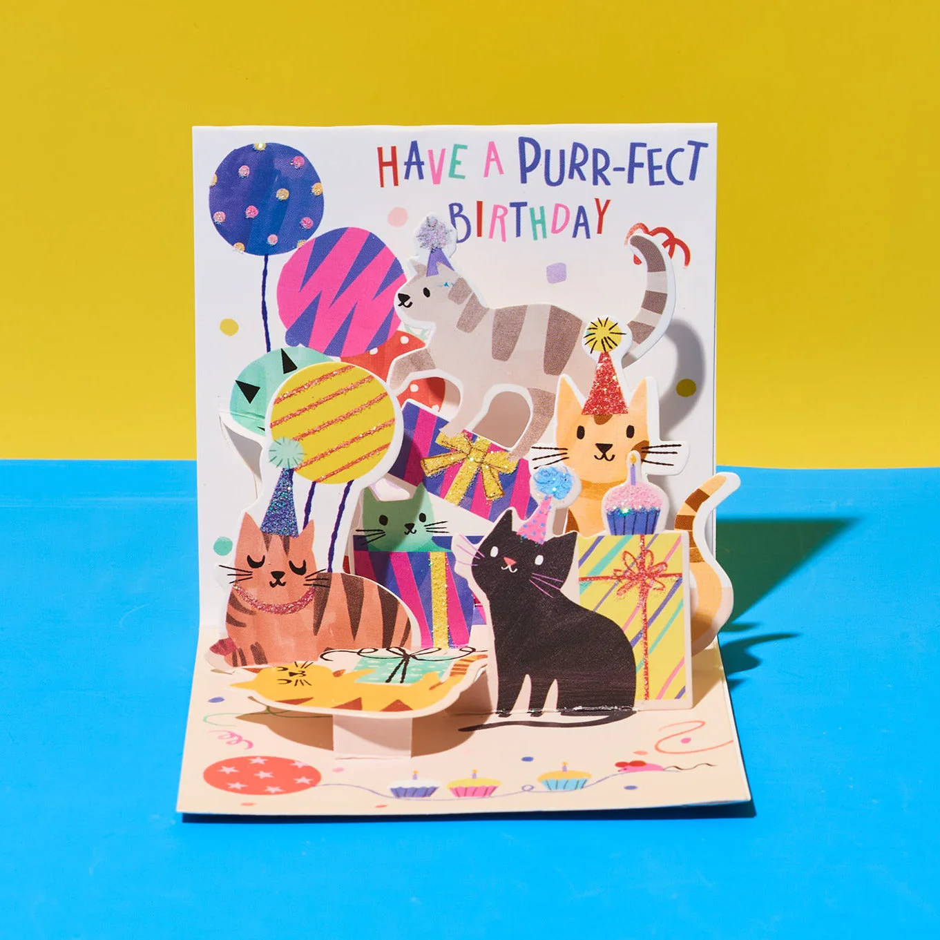 Pop Up Mini Greeting Card - Party Cats
