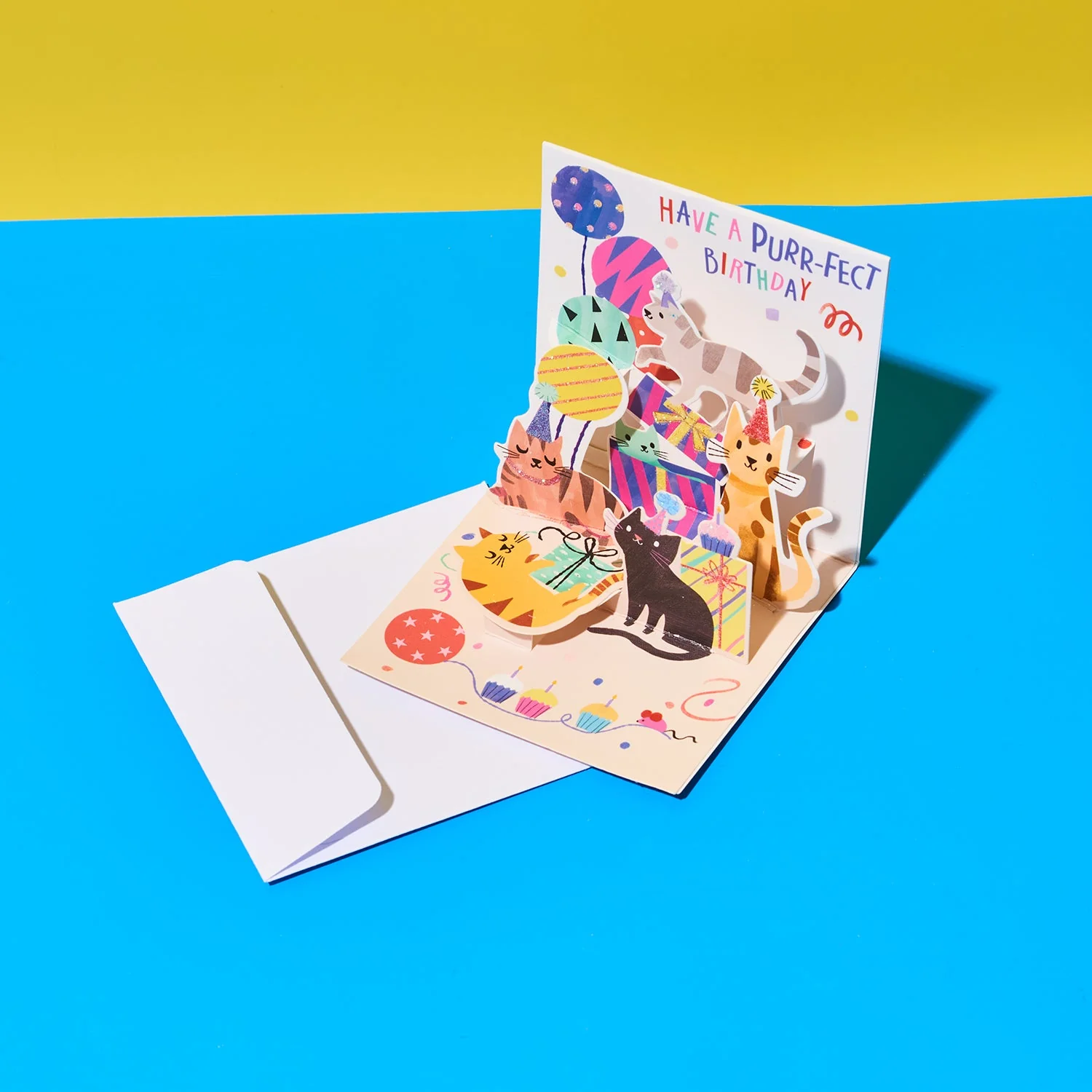 Pop Up Mini Greeting Card - Party Cats - Image 3