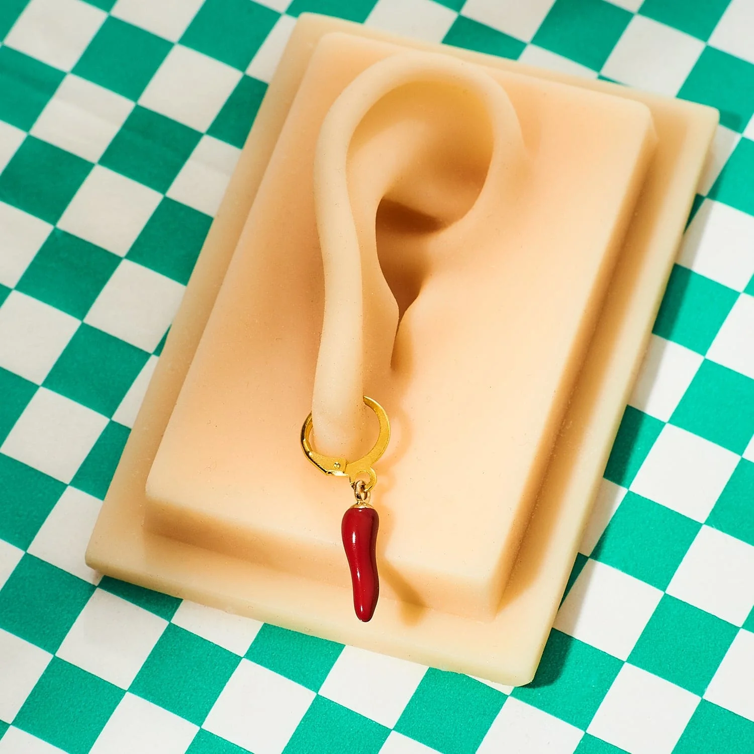 Red Chili Pepper Huggie Drop Earrings - Image 7