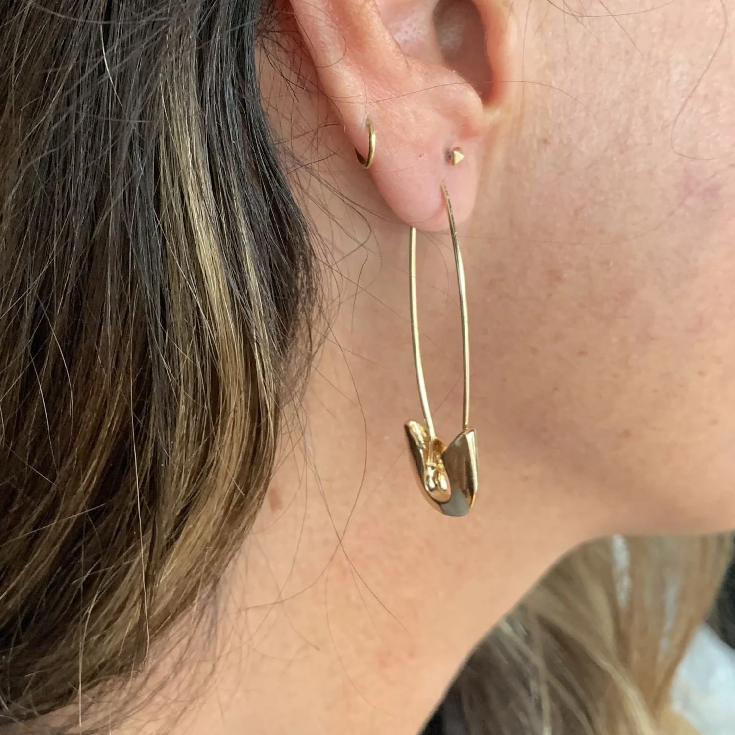 Safety Pin Threader Hoop Earrings - Image 6