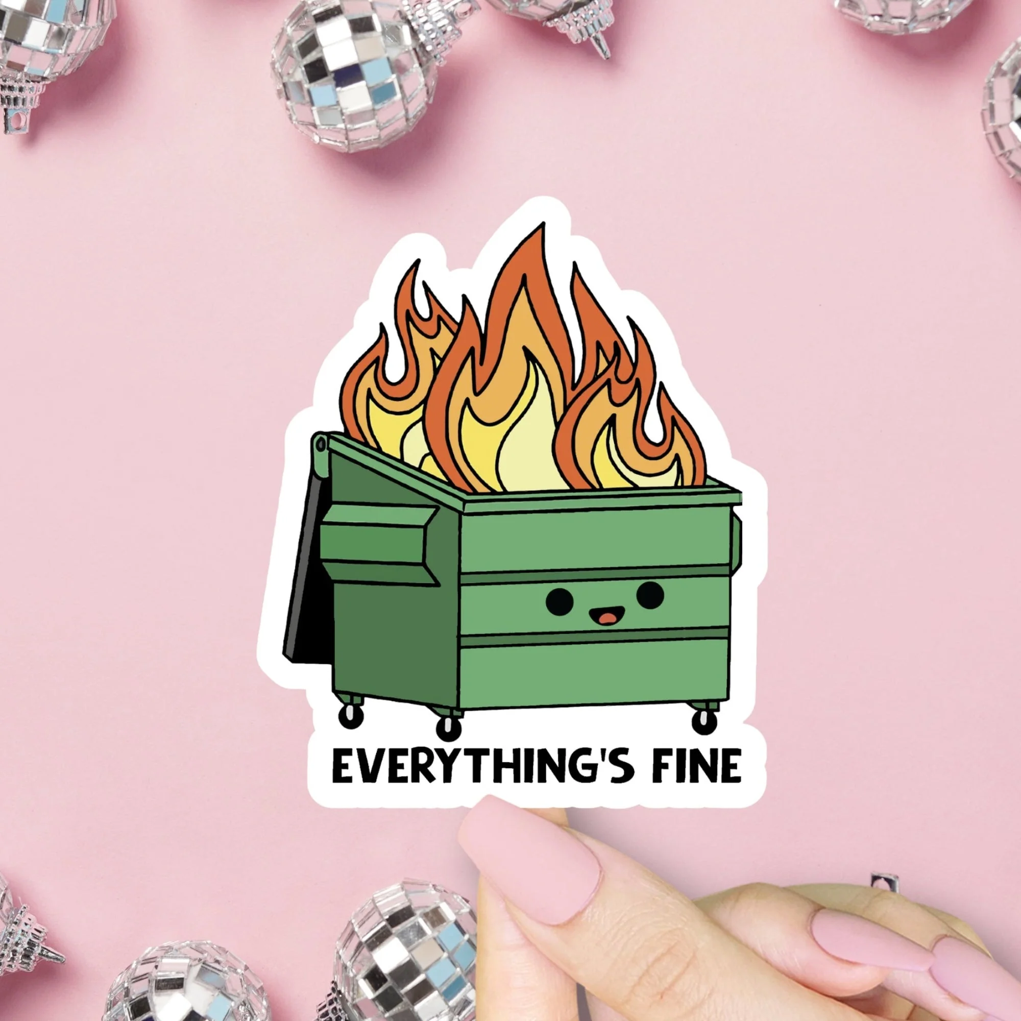 Dumpster Fire Everything's Fine Sticker - Image 2
