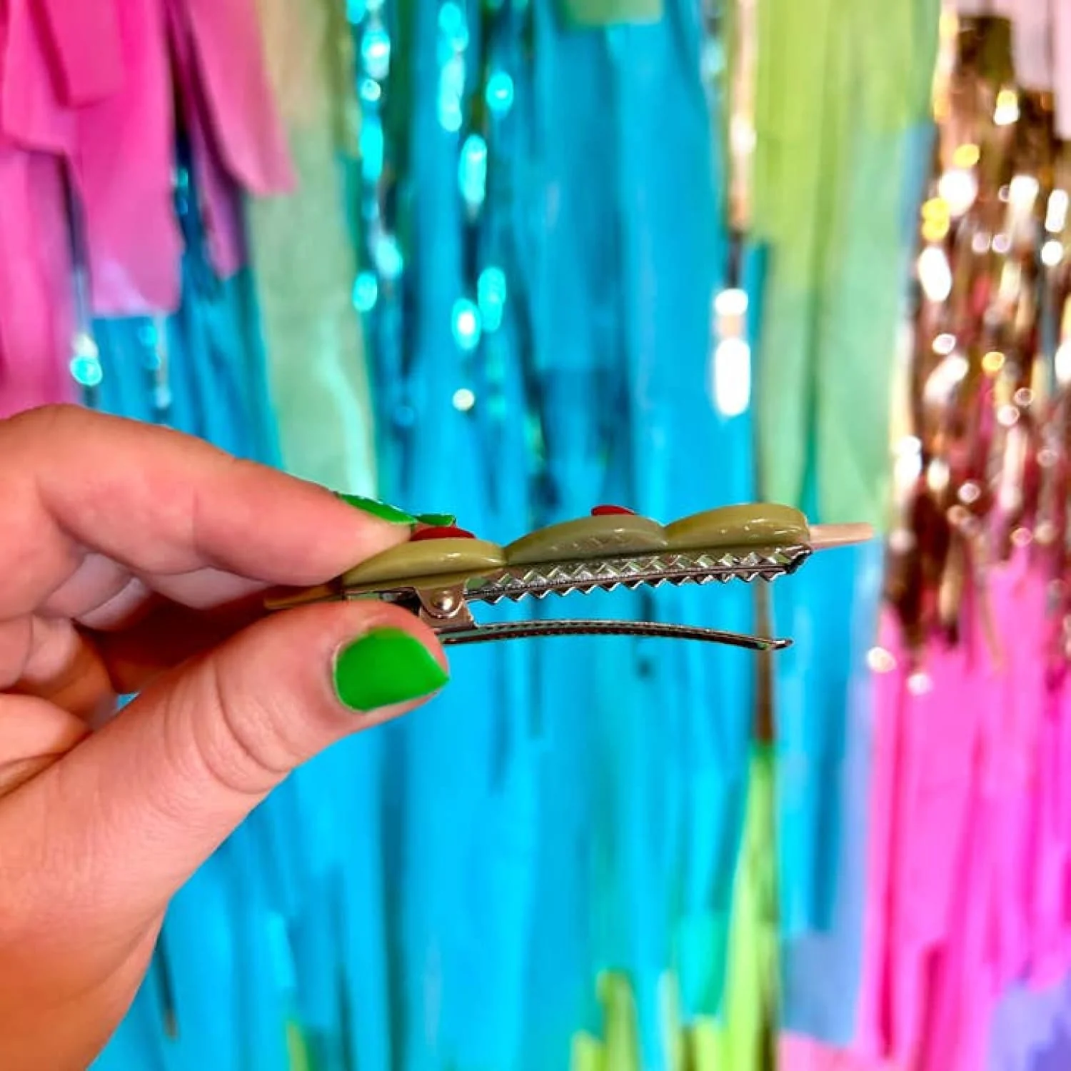 Stuffed Olive Hair Clip Set - Image 4