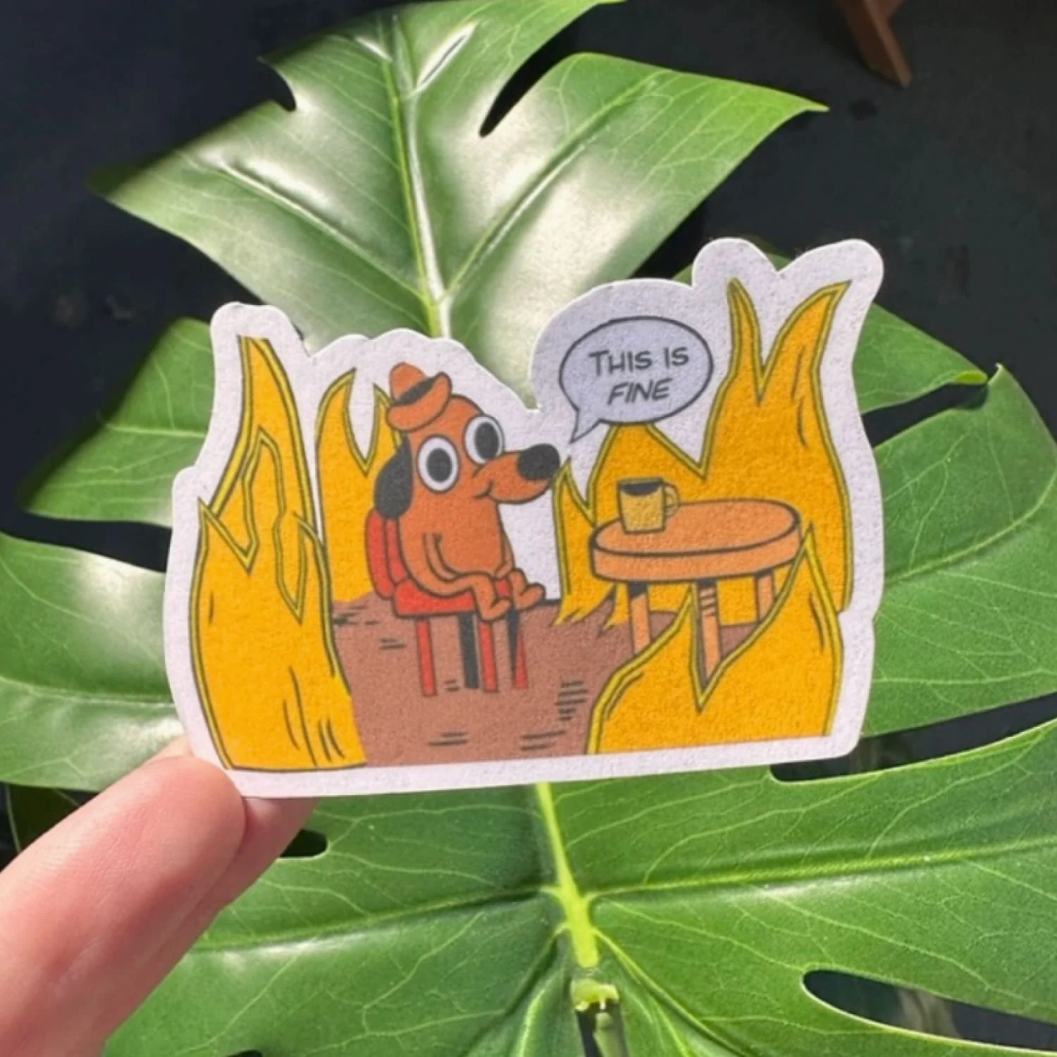 This Is Fine Dog Sticker - Image 2