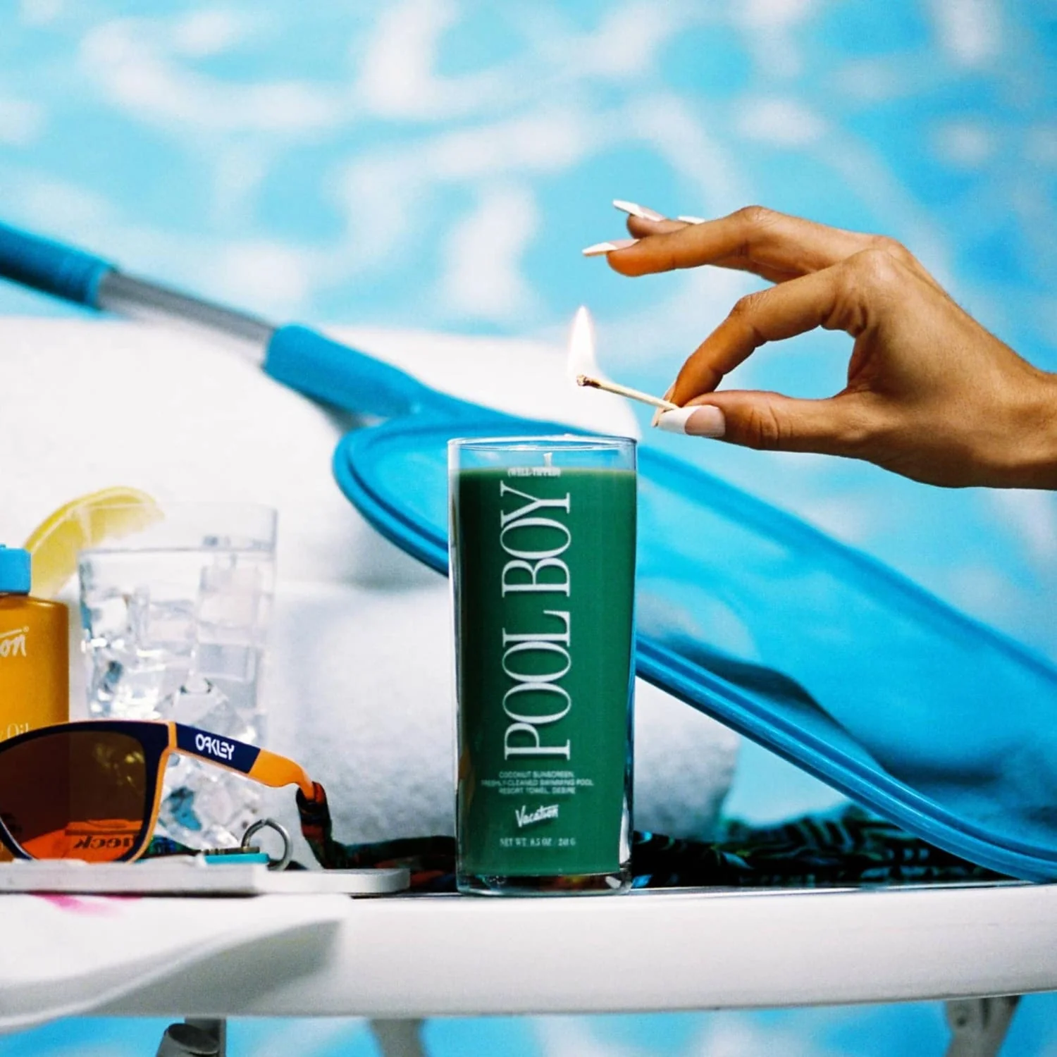 Vacation Well-Tipped Pool Boy Pillar Candle - Image 3