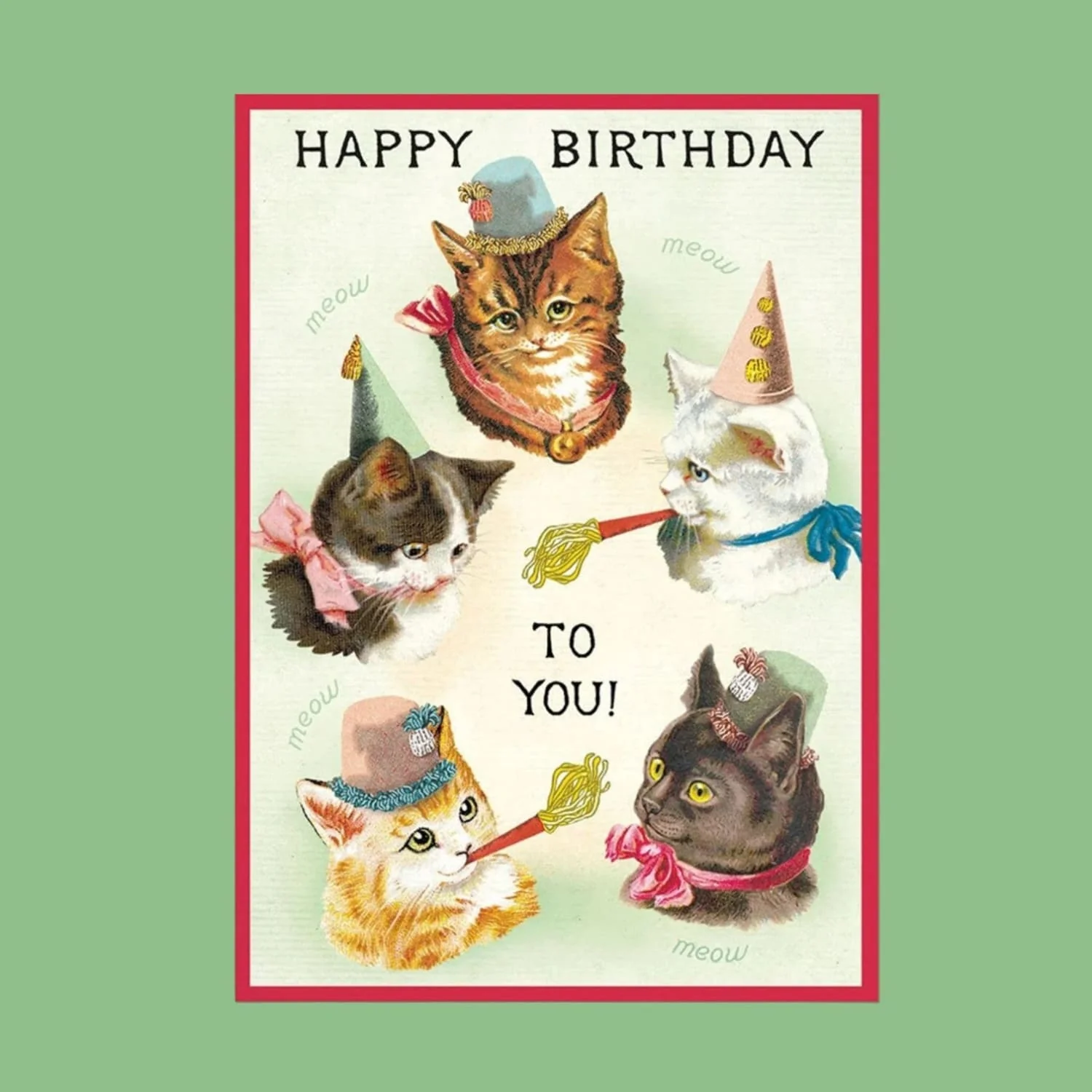 Vintage Cat Party Birthday Greeting Card